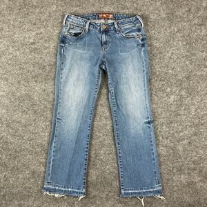 Hint Jeans Womens Size 11 Blue Distressed BootcutFrayedHemMediumWashDenim Casual